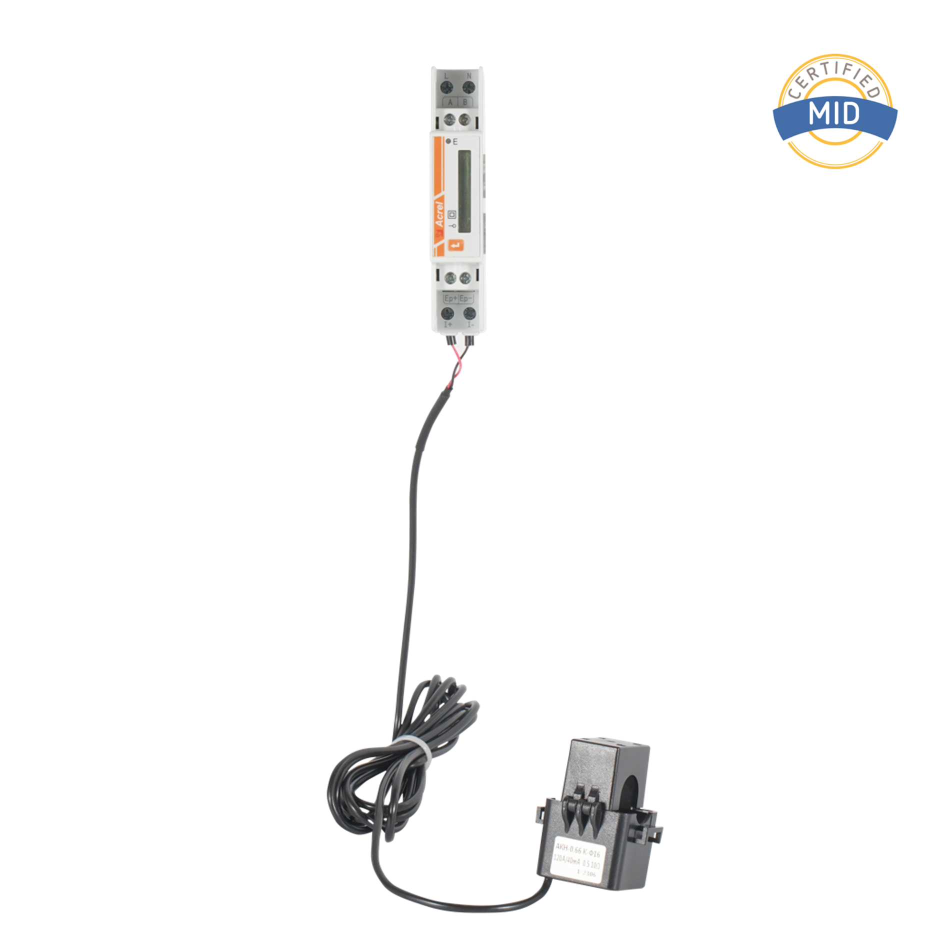 MID-certificeret AC enfaset energimåler med ekstern CT