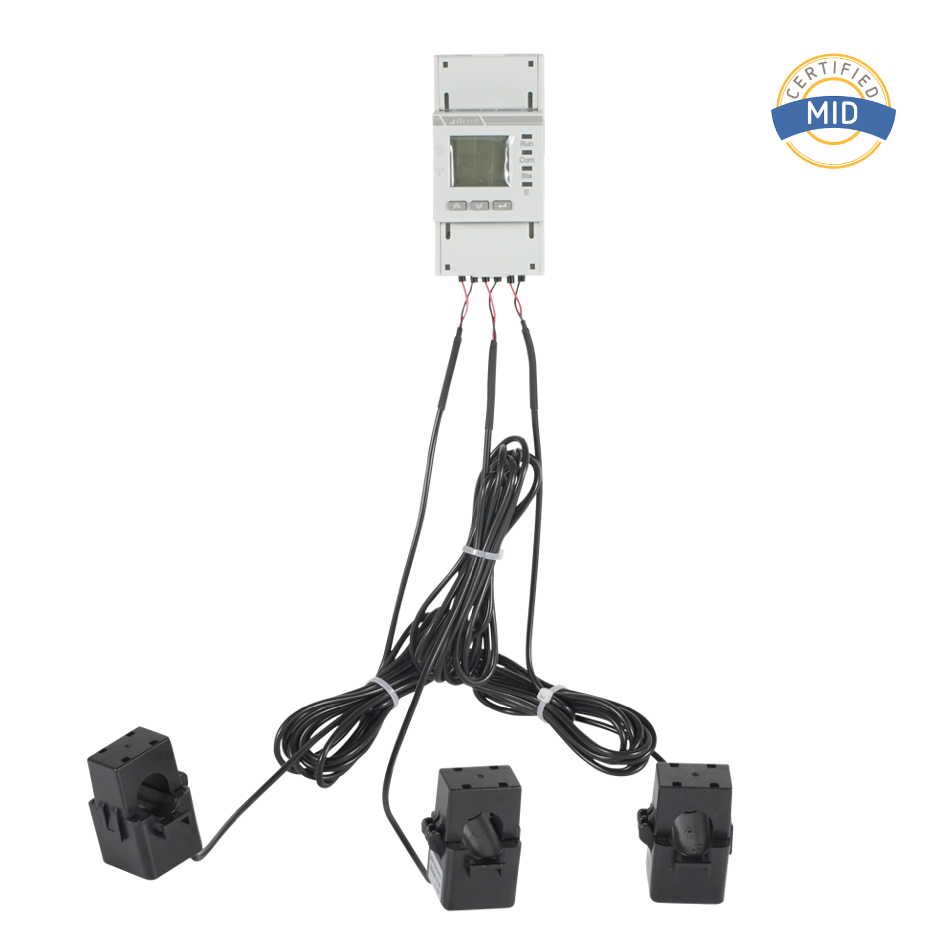 MID-certificeret AC trefaset energimåler udstyret med Split Core CT'er